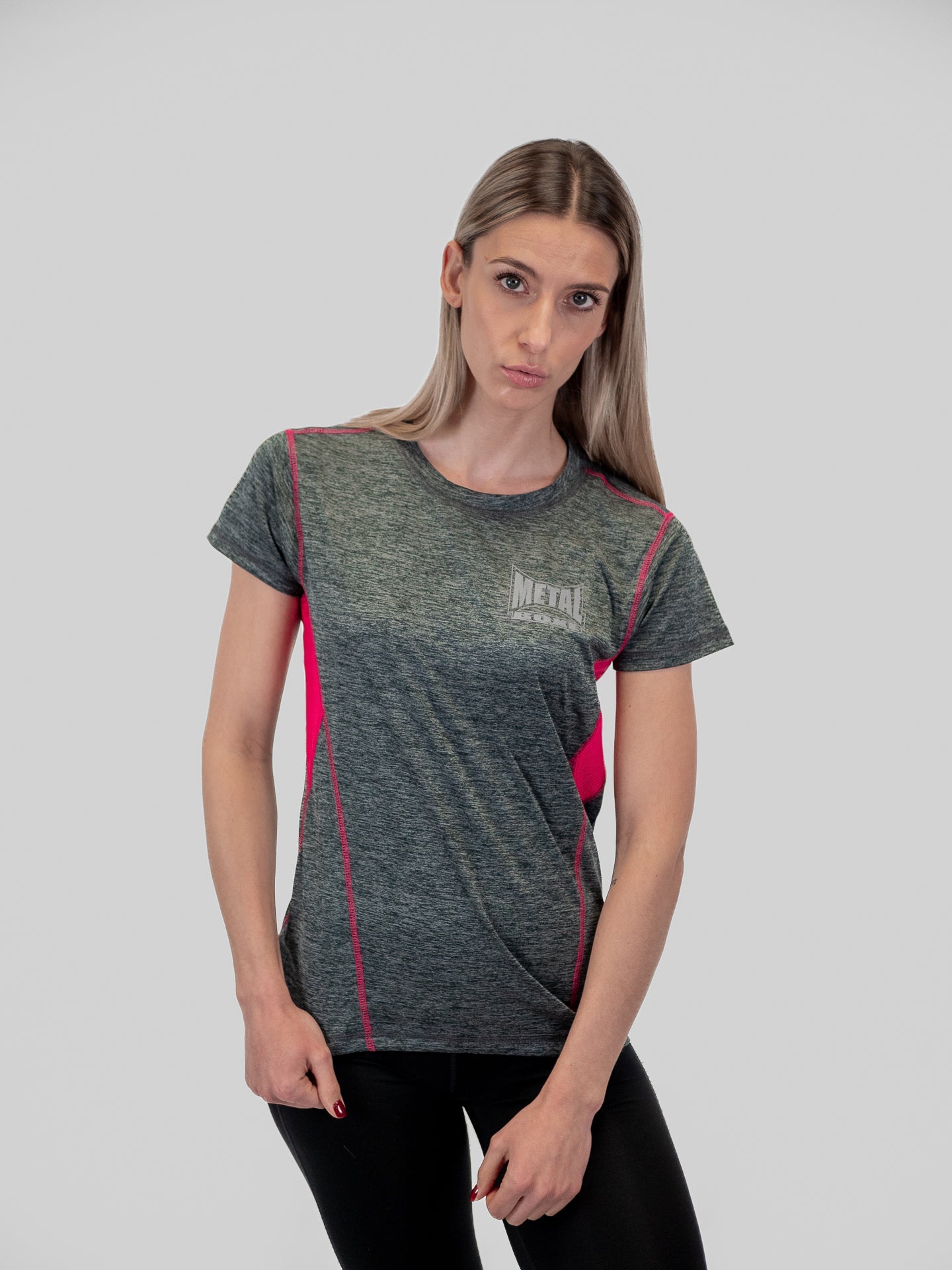 Damen Funktions-T-Shirt Metal Boxe Grau Fuchsia