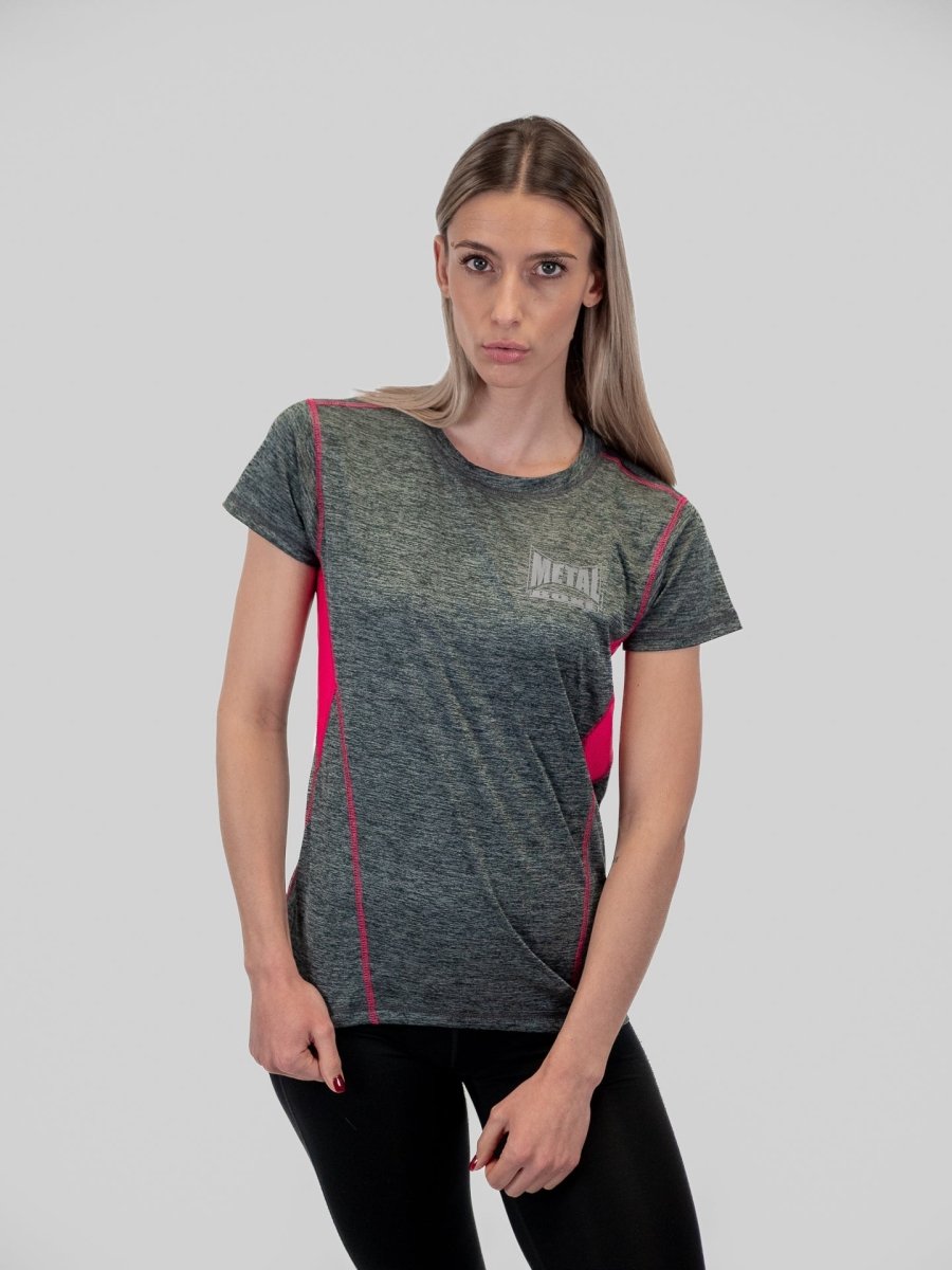 T-Shirt tecnica donna Metal Boxe Gray Fuchsia - Fight Club Store