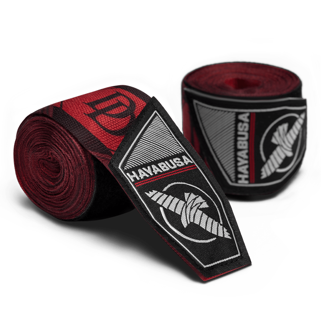 Par de bandagens enroladas Hayabusa Marvel Hero Elite Daredevil com logotipo "DD" e cor vermelha