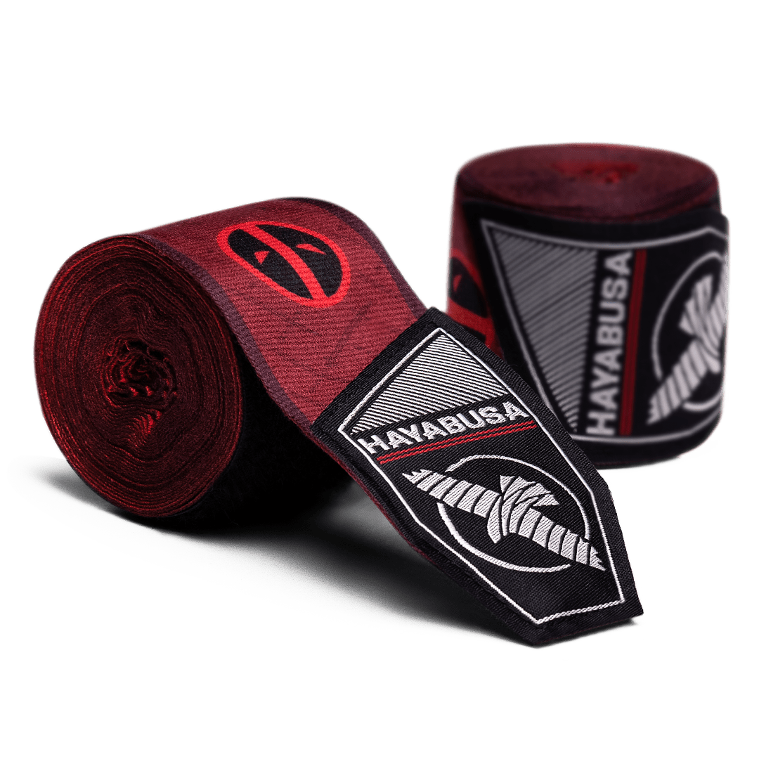Par de bandagens enroladas Hayabusa Marvel Hero Elite Deadpool com máscara icônica e cores vermelho/preto
