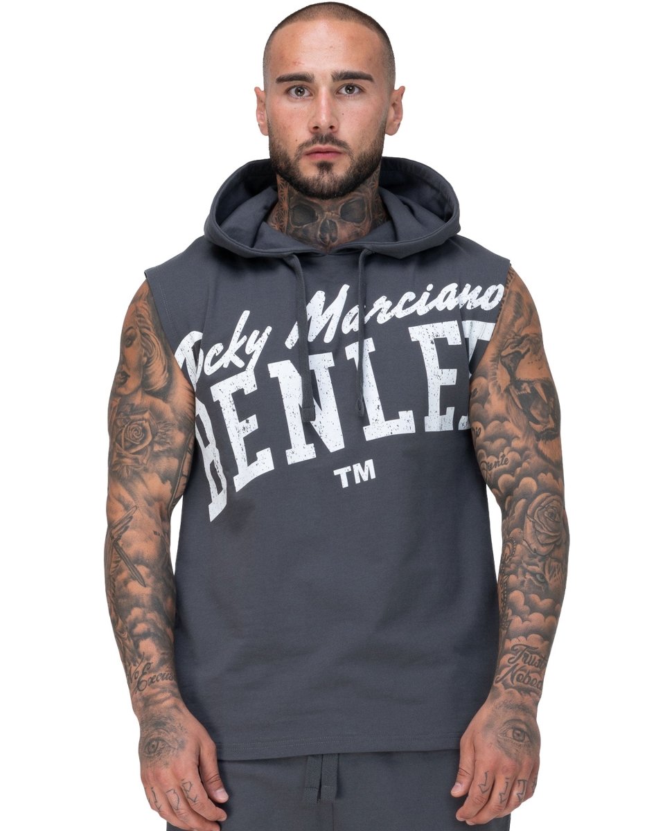 BenLee Warwick zwart mouwloos sweatshirt met capuchon en logo op de borst