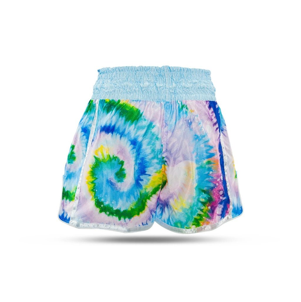 Pantaloncini Muay Thai BOOSTER Swing - Celeste/Bianco - Grafica Sublimata - Fight Club Store