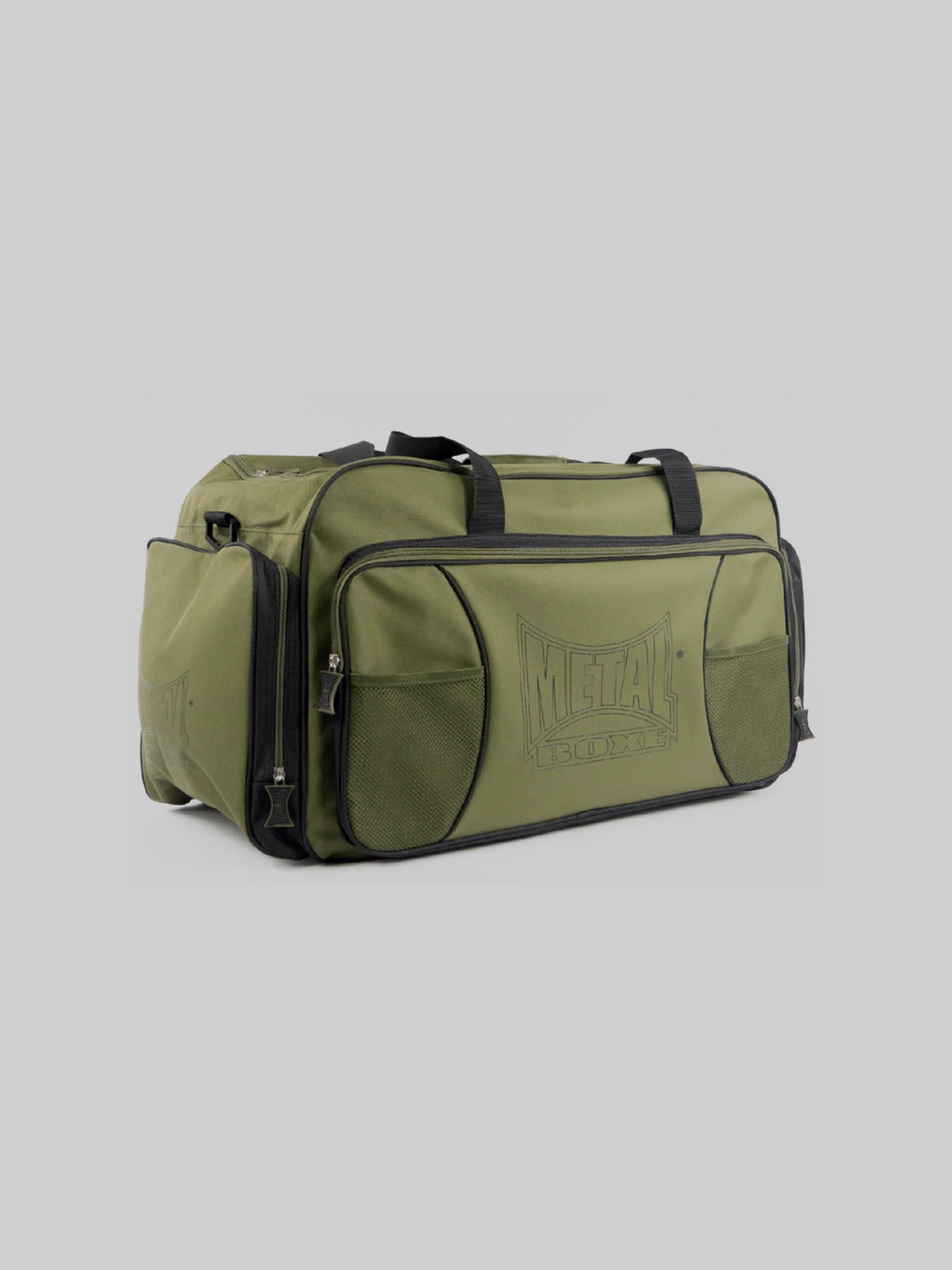 Vista frontale del borsone sportivo Metal Boxe Club Khaki da 60 litri