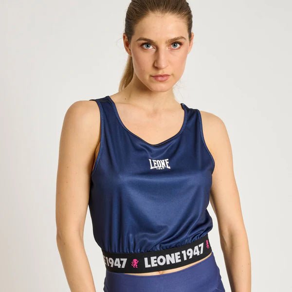 Dámské modré tílko LEONE Stripe '47 s originální sportovní grafikou