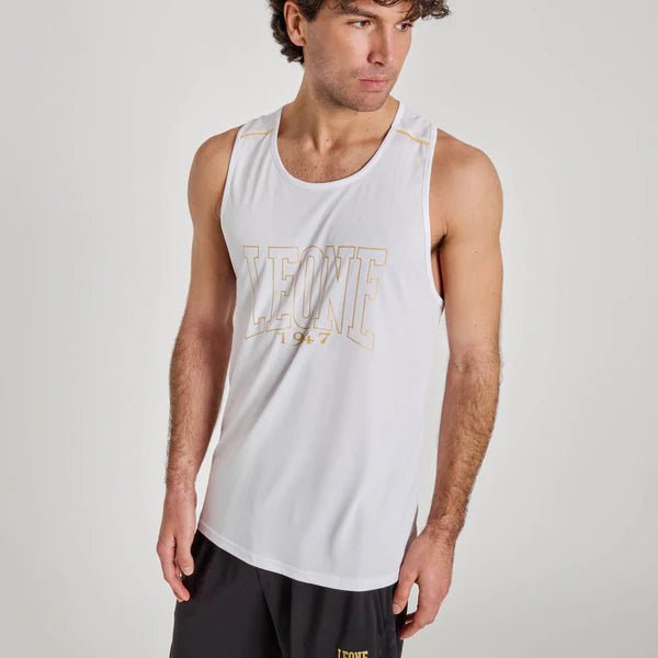 Front view of the ultra-light white Leone 1947 DNA tank top