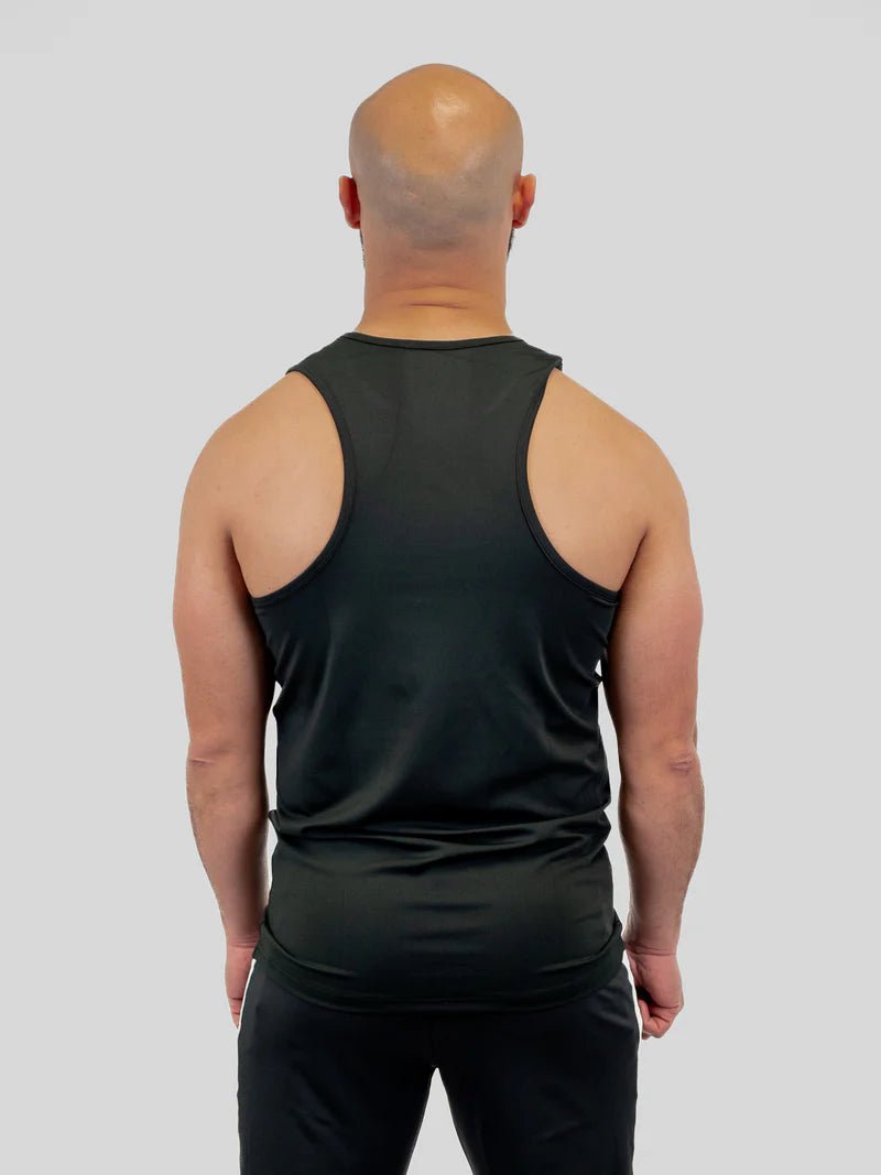 Rückansicht des schwarzen Metal Boxe BF Sport-Tanktops, ergonomischer Schnitt