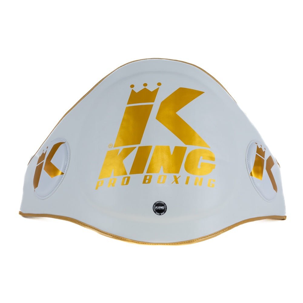 King Pro Boxing profesionální bílá ochrana břicha ručně vyrobená v Thajsku
