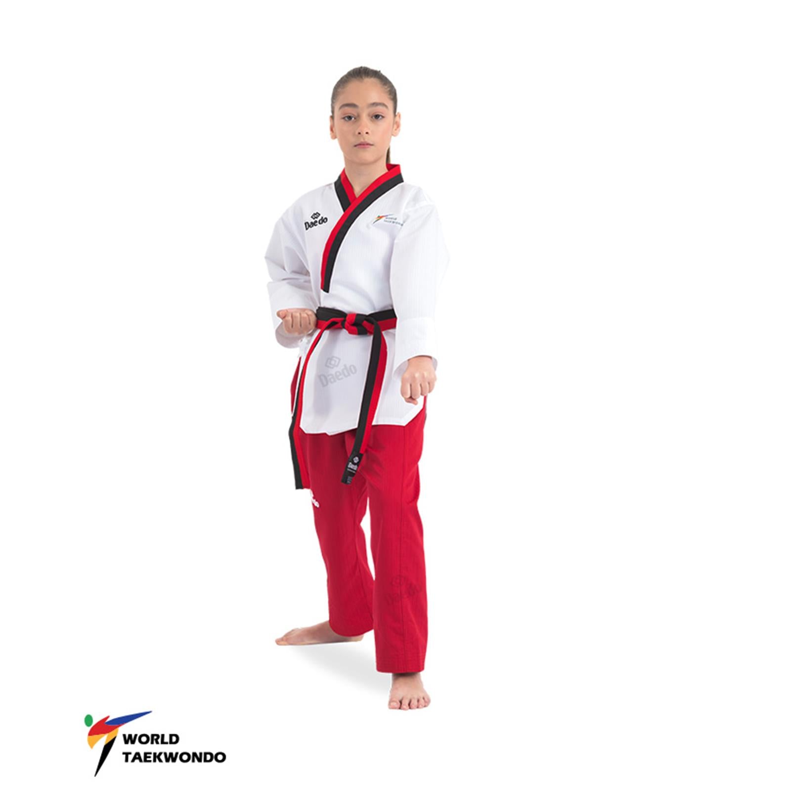 Dobok Poom Donna Bianco-Rosso Daedo WT