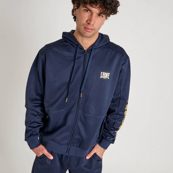 Sweat-shirt de sport ligne DNA Leone 1947 à capuche bleue