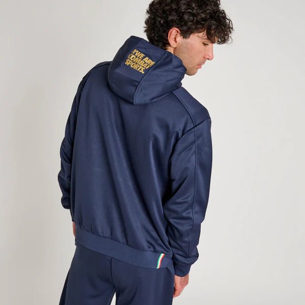 Sweat-shirt de sport à capuche Leone 1947 DNA line, couleur bleue au dos