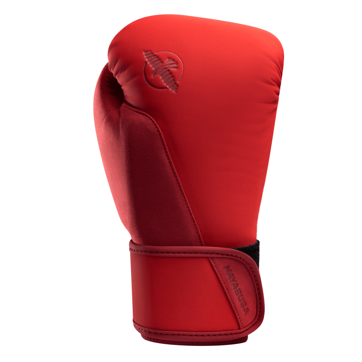 Détail du rembourrage et des coutures premium des gants rouges Hayabusa T360