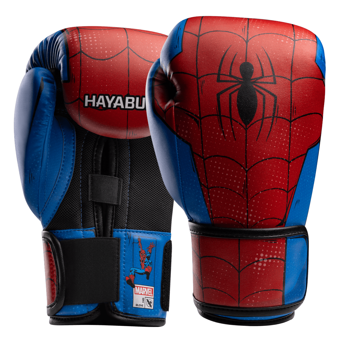 Pair of Hayabusa Marvel Classic Spider-Man red and blue boxing gloves