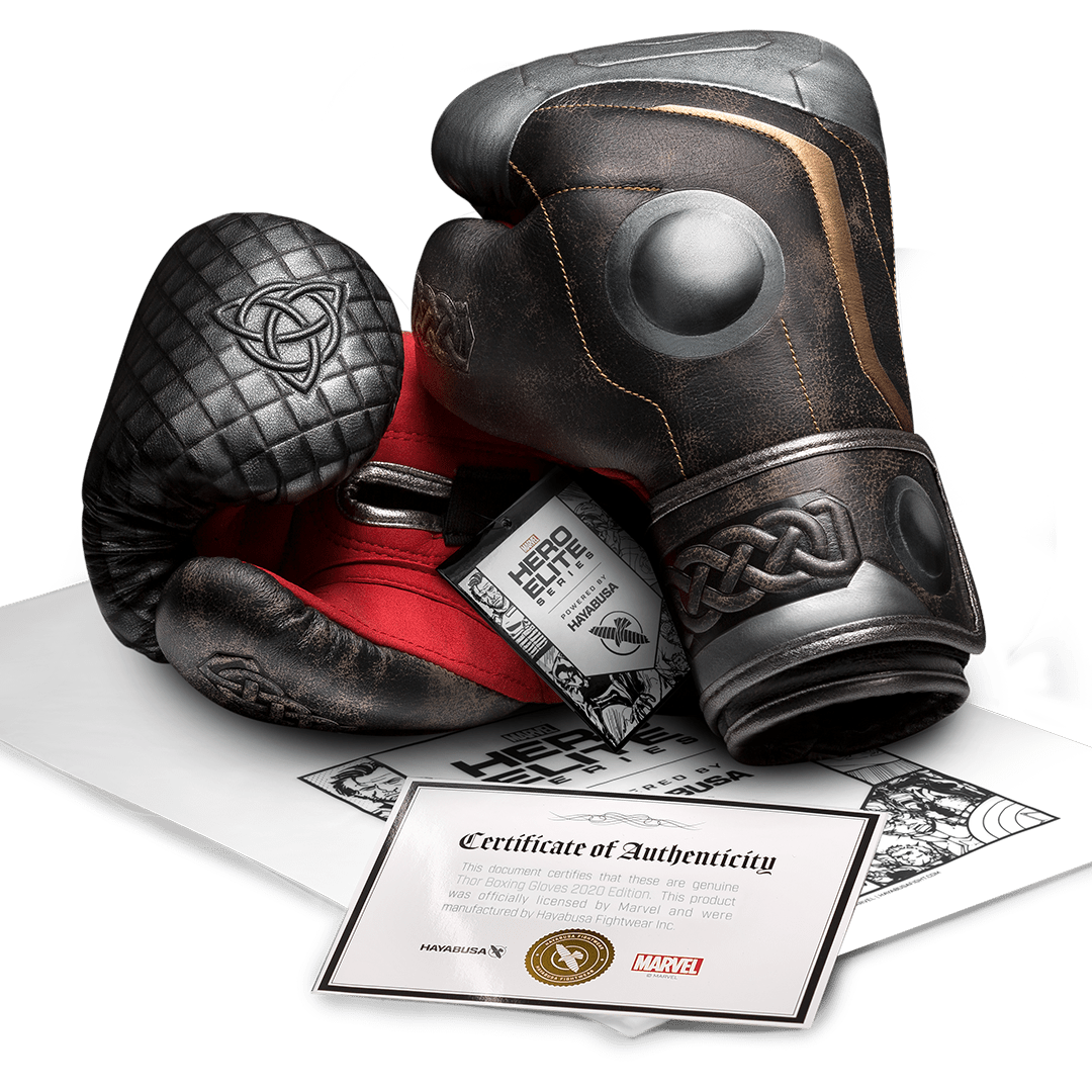Official certificate of authenticity of the Hayabusa X Marvel collaboration for the Thor gloves