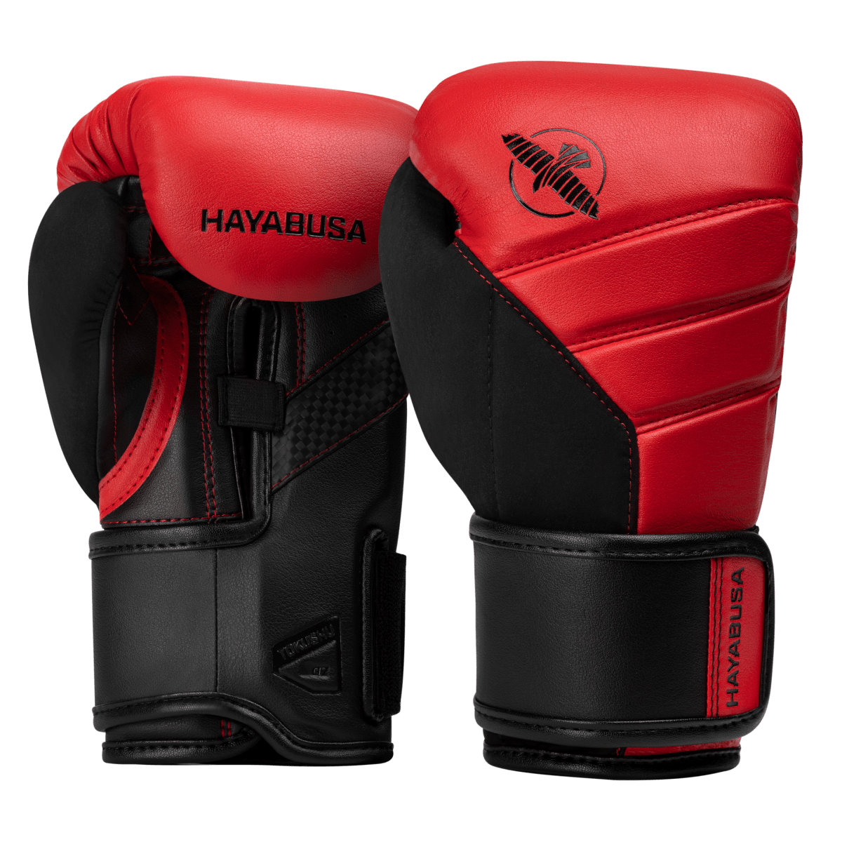 Luvas de boxe júnior Hayabusa T3 na combinação de cores vermelho e preto