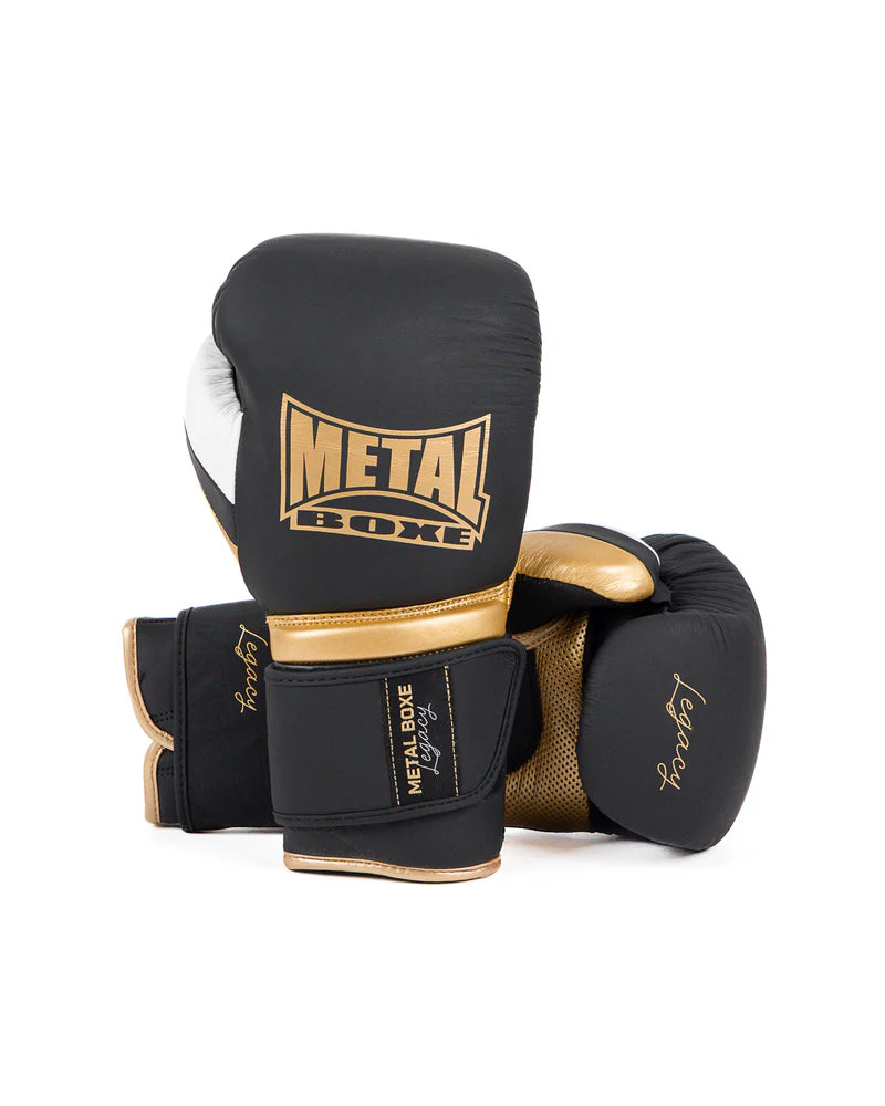 Coppia di guantoni Metal Boxe Legacy Sparring neri con chiusura a velcro professionale