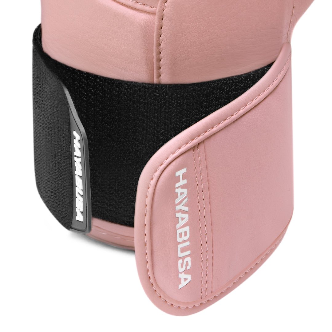 Vista de perfil da luva rosa Hayabusa T3 Kanpeki