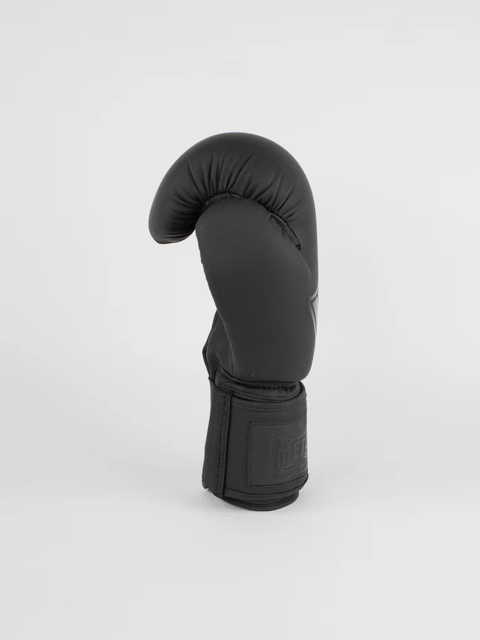 Vista laterale guantoni Metal Boxe nero opaco, dettaglio velcro
