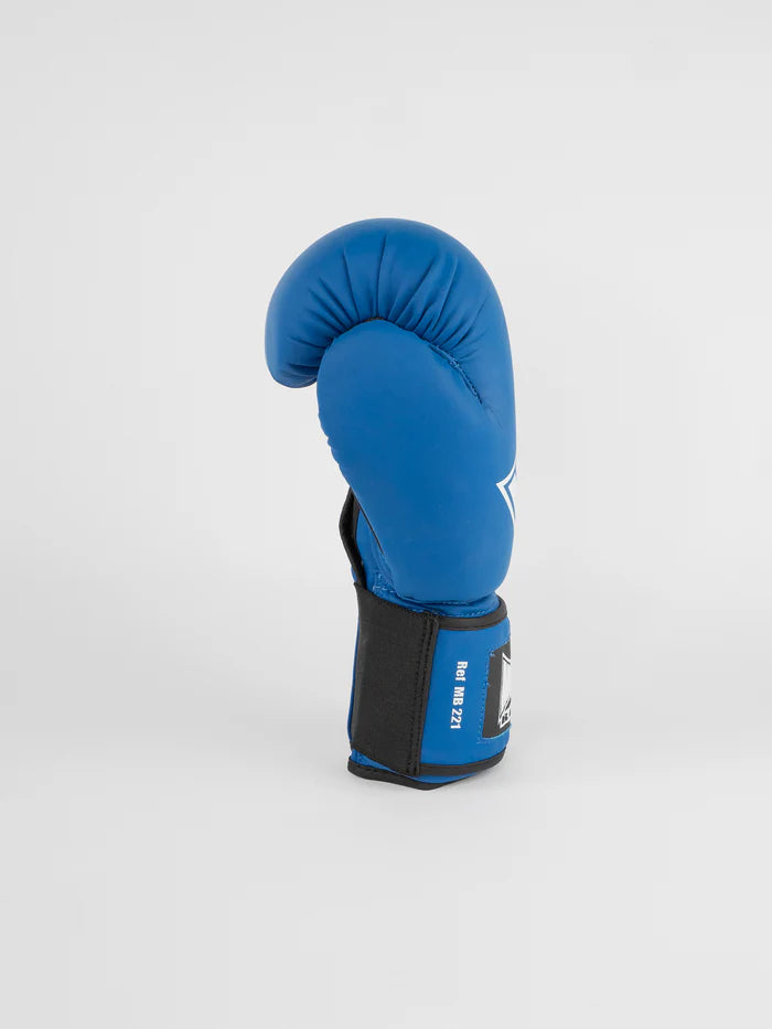 Vista laterale guantoni Metal Boxe blu, dettaglio protezione nocche