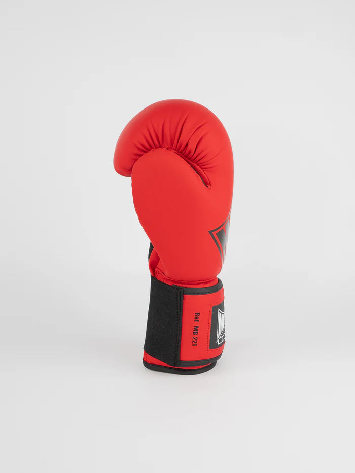 Vista laterale guantoni Metal Boxe rossi, dettaglio supporto polso