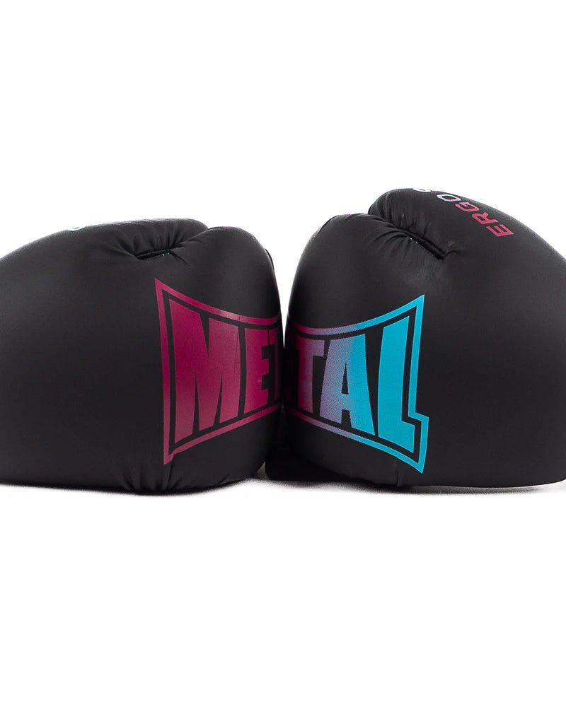 Mănuși negre Miami Vibe cu grafică Metal Boxe coordonată pe încheieturi.