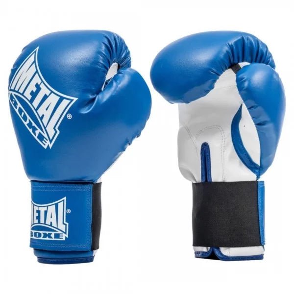 Vedere frontală a mănușilor albastre Metal Boxe Prima Boxe pentru inițiere