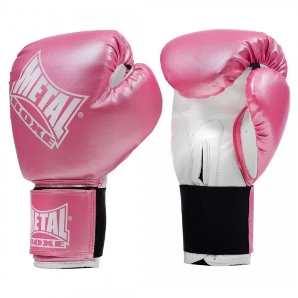 Vorderansicht der rosa Metal Boxing Prima Boxe-Handschuhe, leichter Schutz