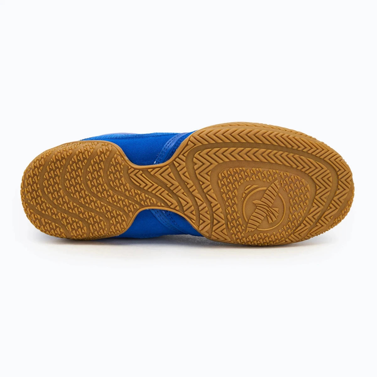 Penyangga pergelangan kaki dan tumit Sepatu tinju Hayabusa Pro tampak belakang berwarna biru.