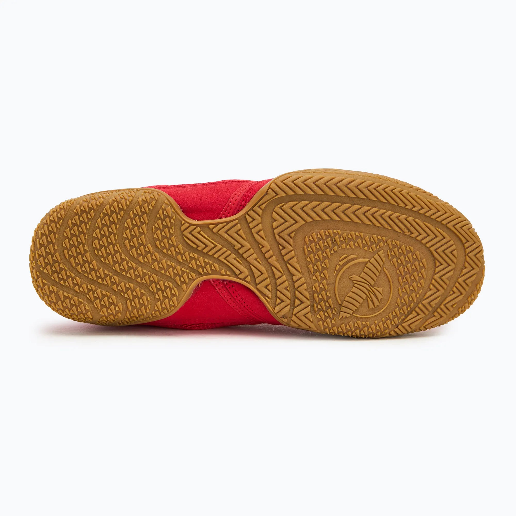 Vista laterale scarpe boxe rosse Hayabusa Pro high-performance.