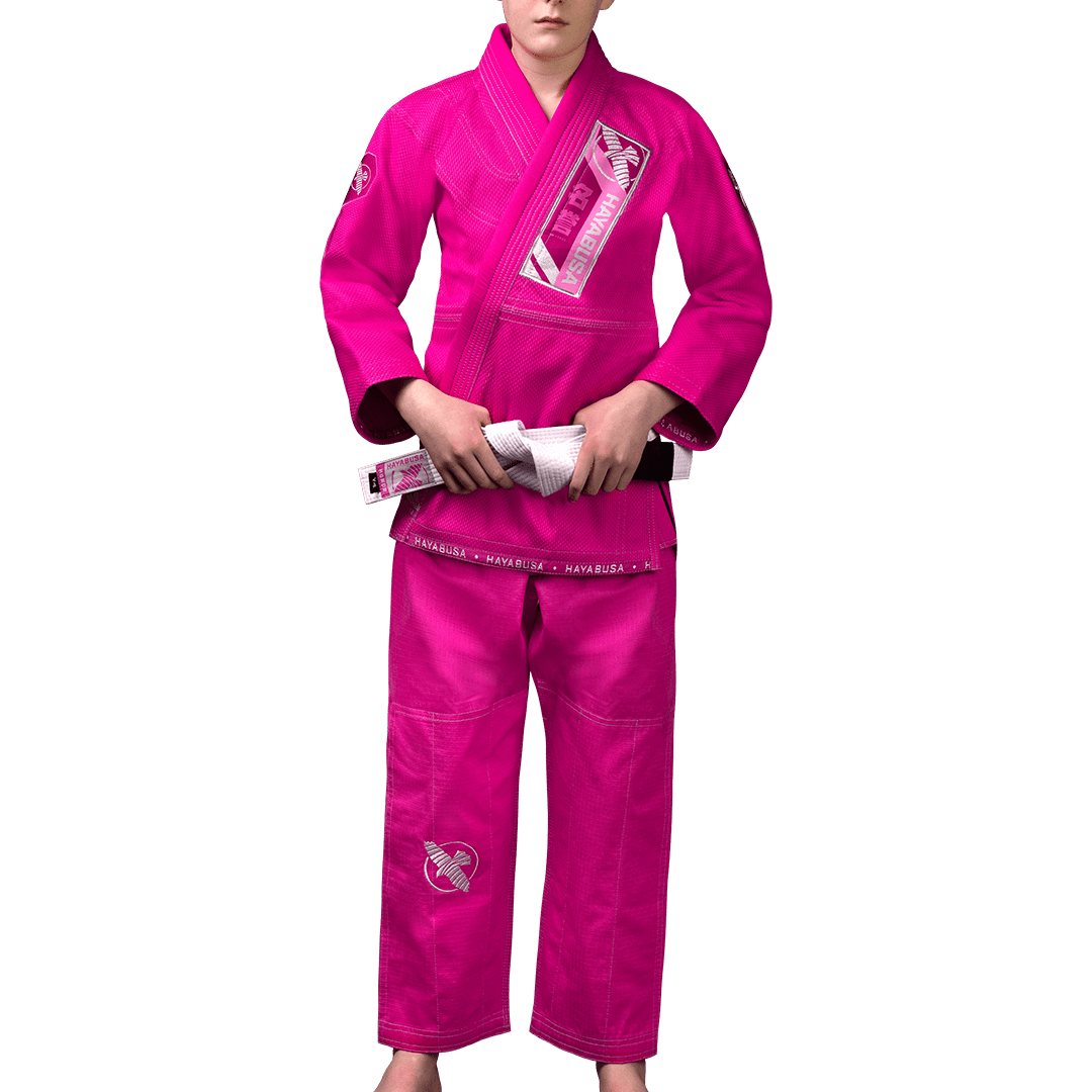 Růžové kimono pro dívky Jiu Jitsu Hayabusa Ascend Youth s páskem