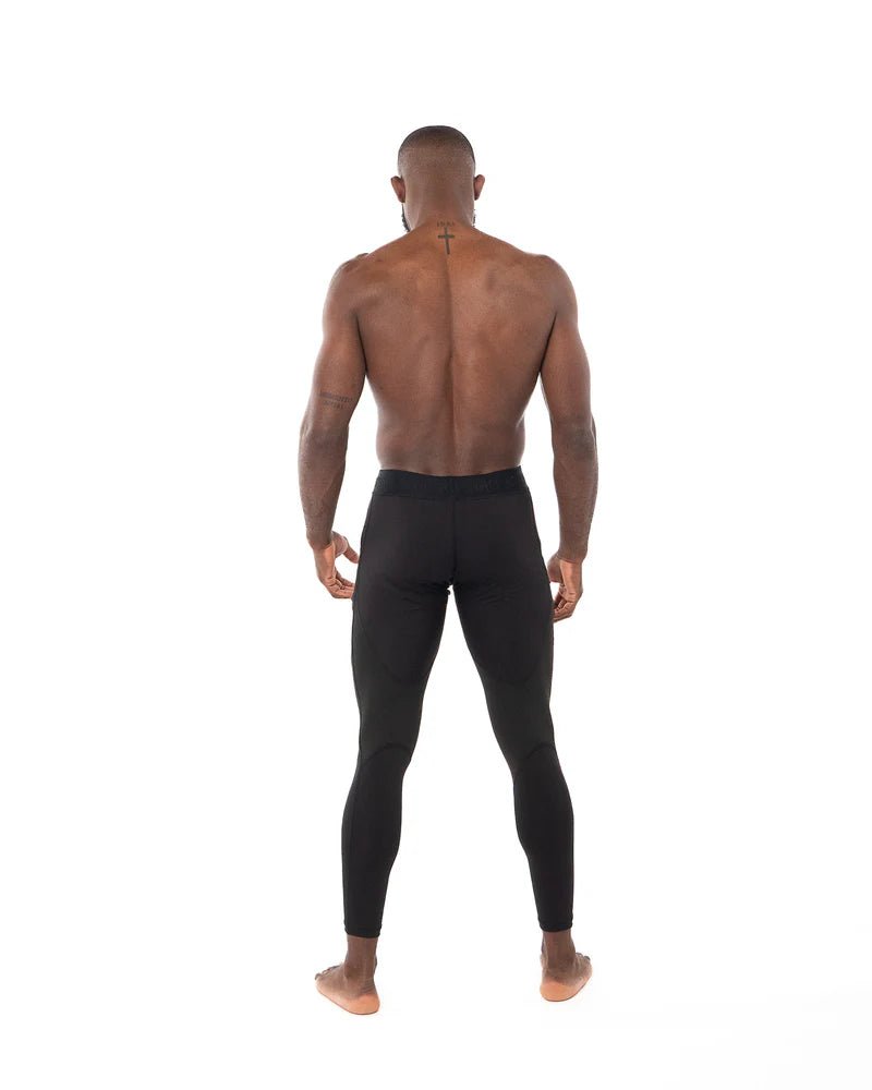 Legging de boxe Metal noir pour homme vue arrière, coupe ergonomique et maintien musculaire