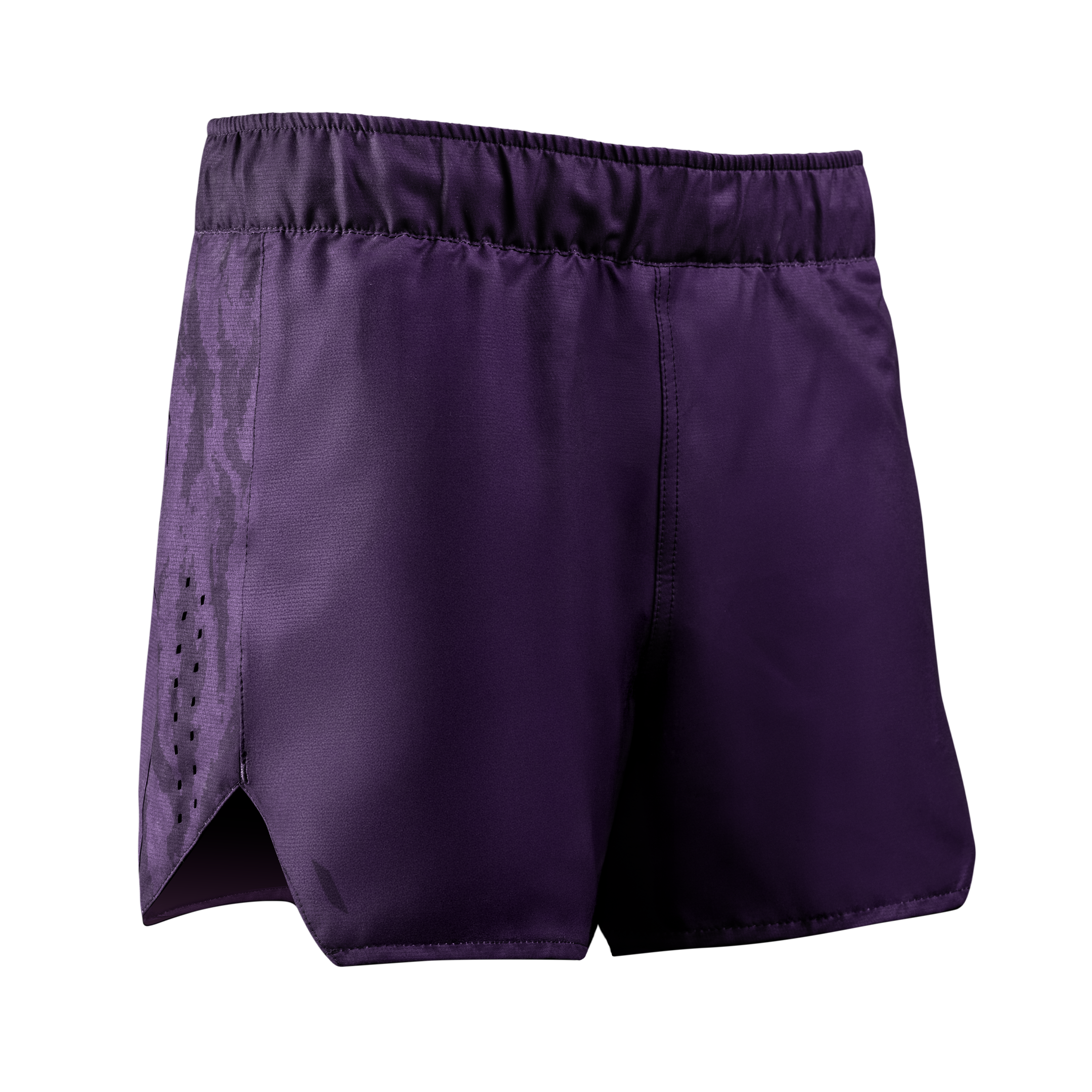 Vista frontale dei pantaloncini donna Hayabusa Apex viola, taglio performance specifico per l'atletica femminile