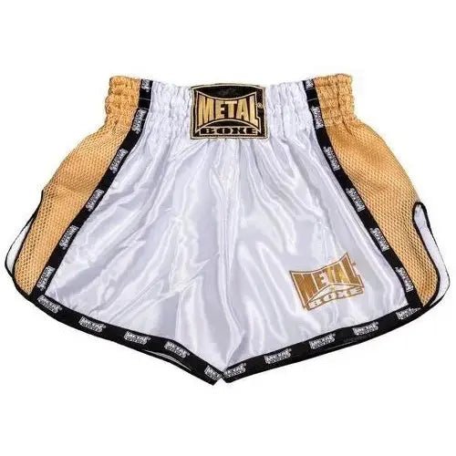 Vedere frontală principală Pantaloni scurți de kickboxing pentru femei Metal Boxing Extrem White Gold