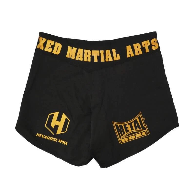 Vista frontal principal Shorts de MMA feminino Metal Boxing Hexagon preto