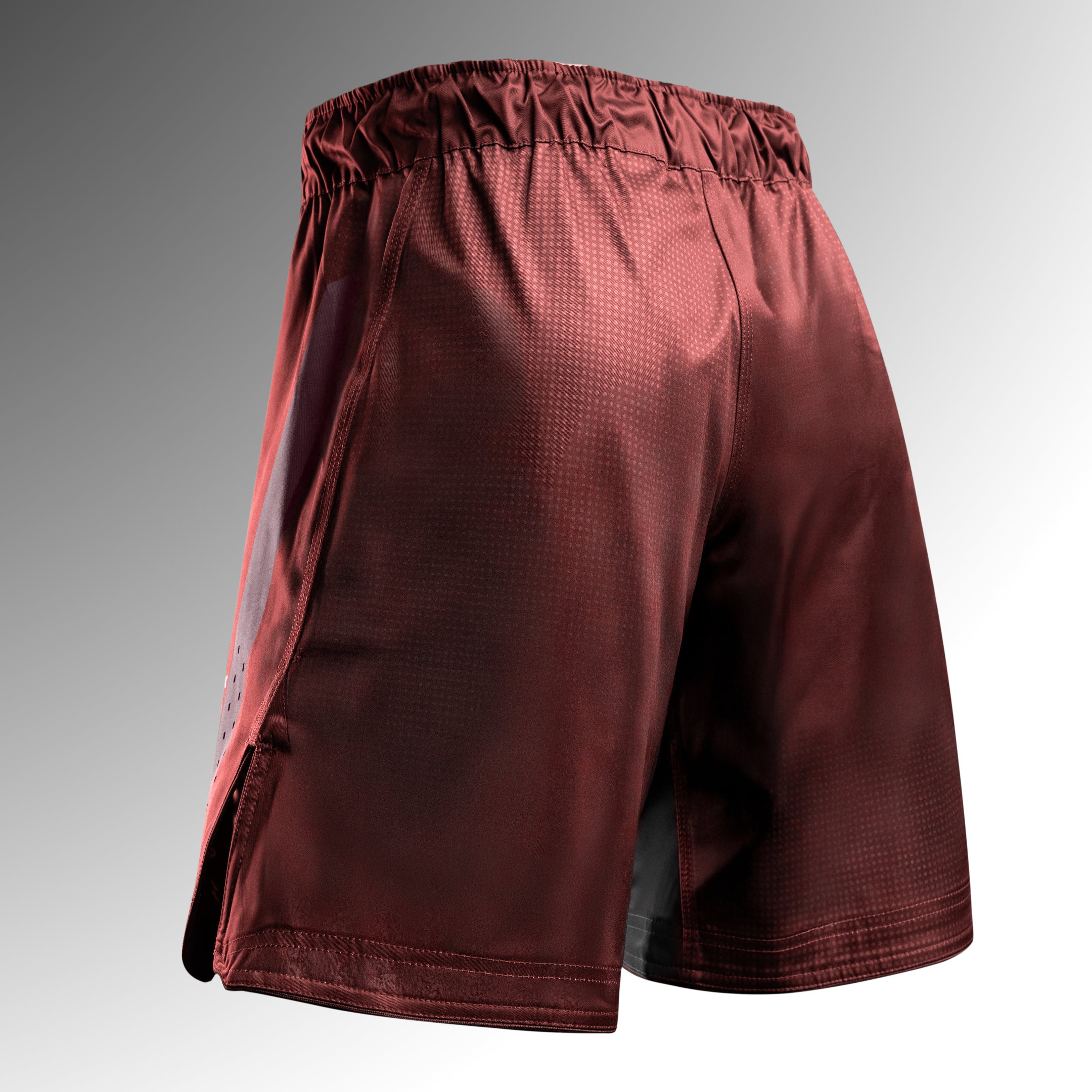 Vista posteriore dei pantaloncini MMA Hayabusa Core Full-Length rossi, copertura totale per BJJ e MMA