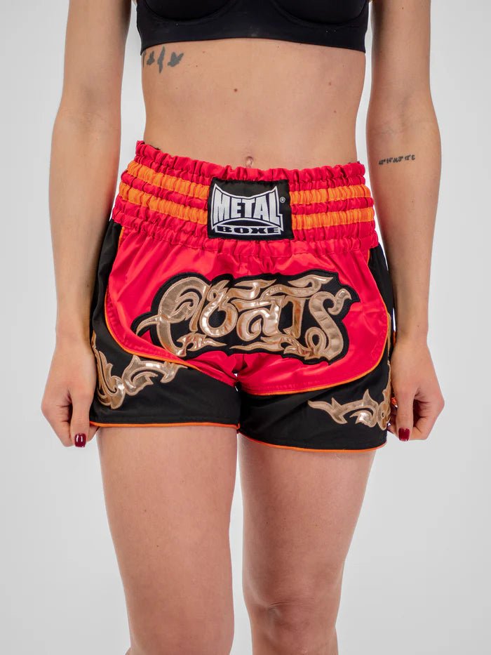 Vorderansicht Damen Muay Thai Shorts Metal Boxing Lumpinee rot