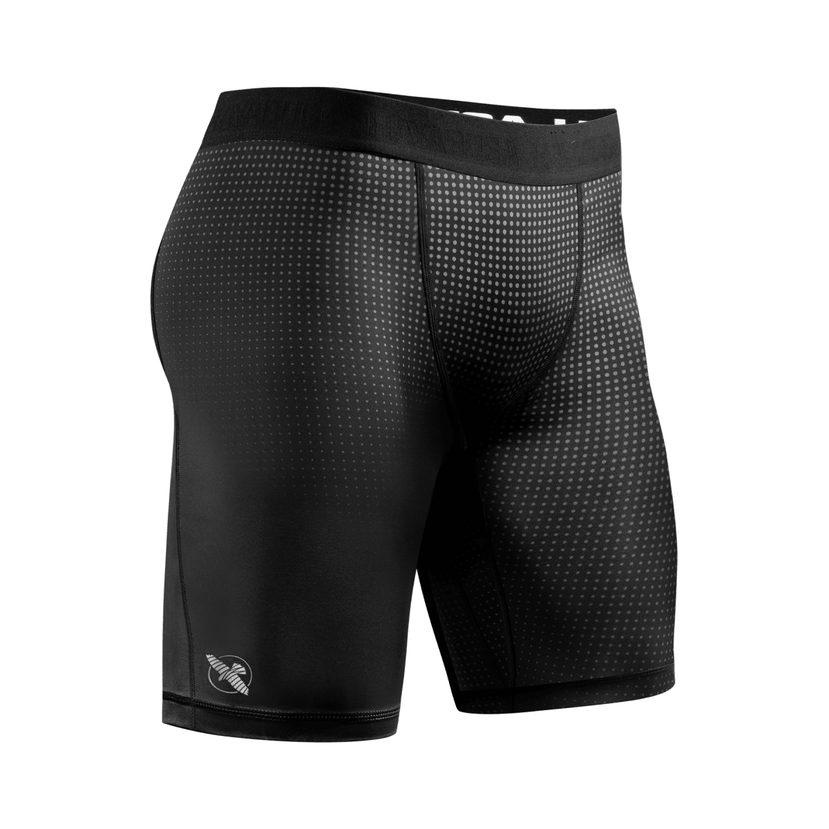 Vue de face du short Vale Tudo Hayabusa Core noir, short de compression pour MMA