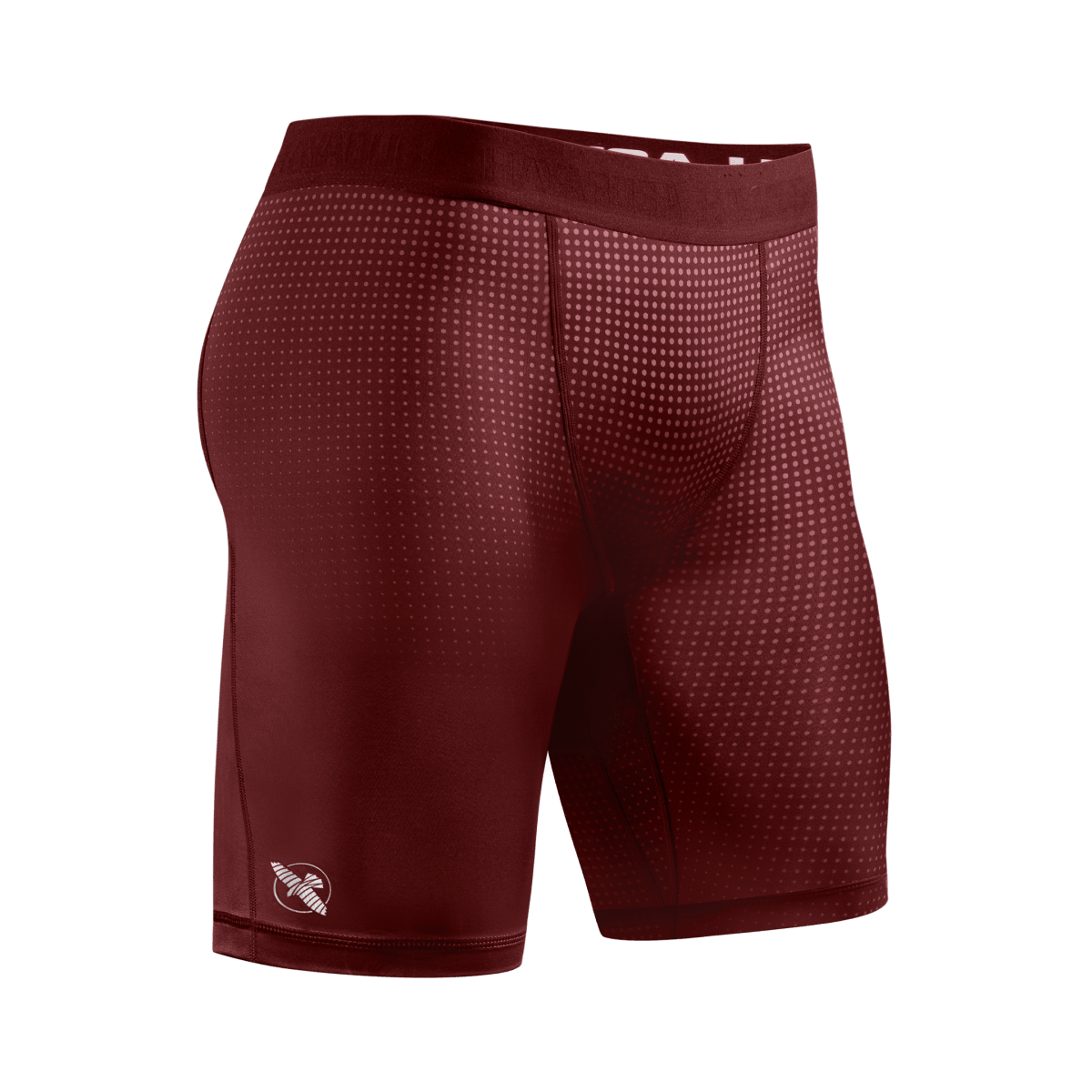 Vue de face du short rouge Vale Tudo Hayabusa Core, coupe ergonomique pour le JJB