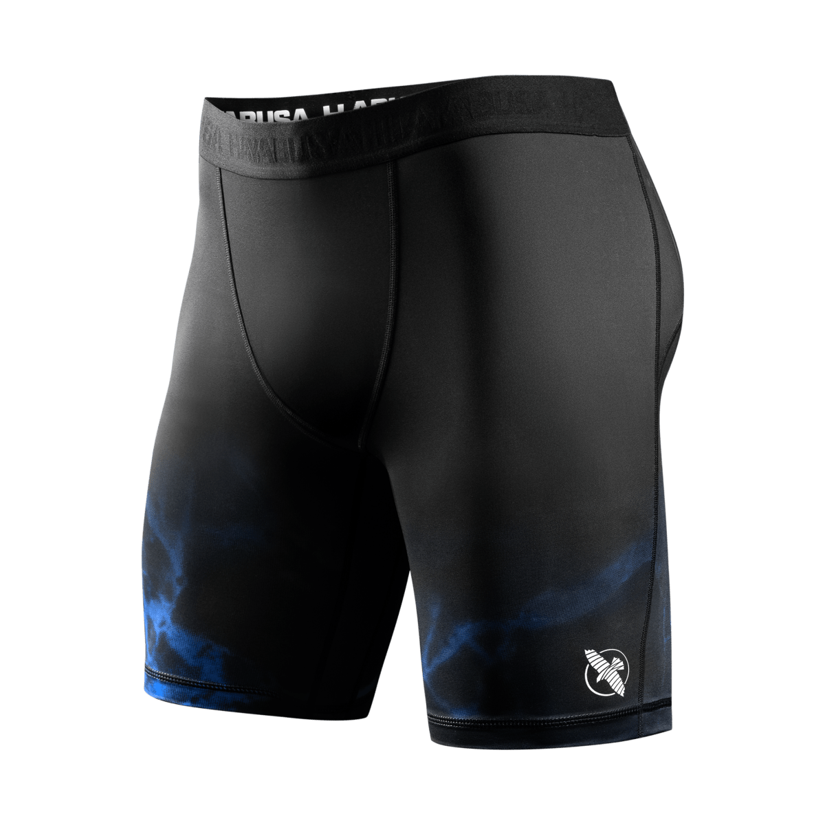Vorderansicht der Vale Tudo UFC BJJ Shorts schwarz blau, ergonomisches Design für Jiu-Jitsu