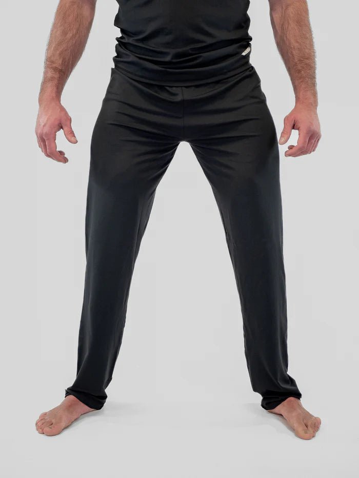 Přední detail černé francouzské boxerské kalhoty Metal Boxe s vysokou flexibilitou