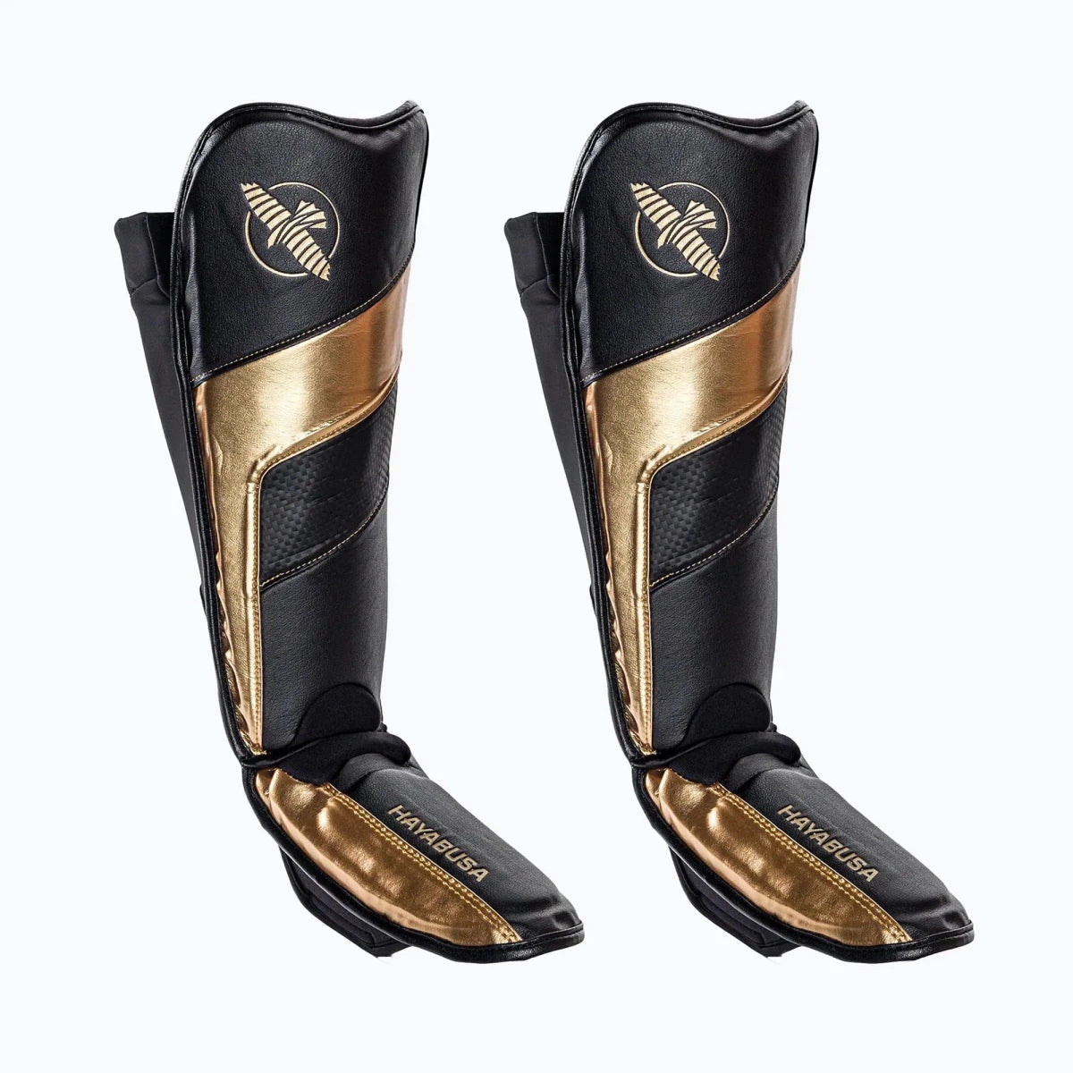 Hayabusa T3 Full Back shin guard black gold, special edition for Muay Thai and Kickboxing.