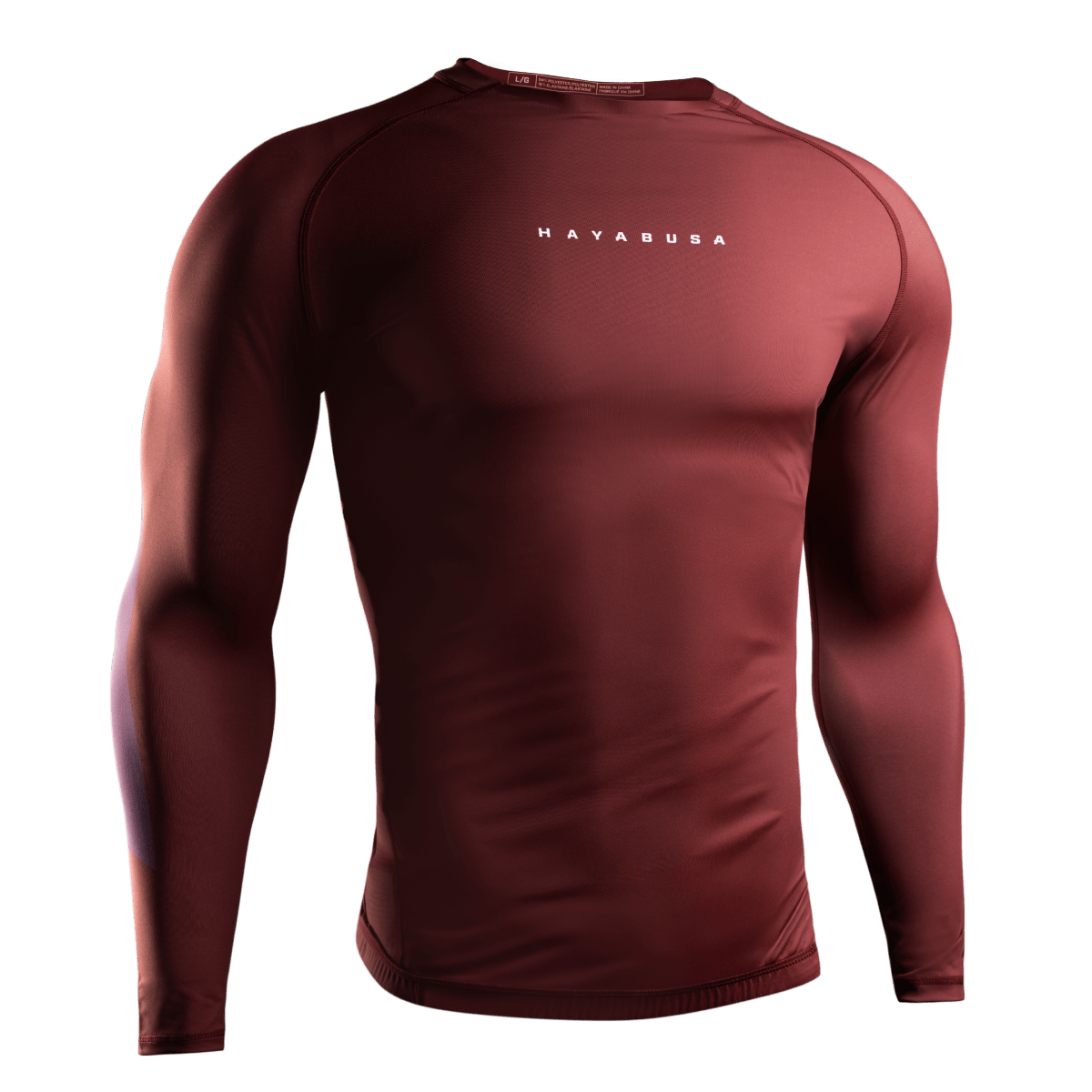 Vorderansicht des roten Hayabusa Core Rashguards, optimaler Schutz vor Tatami-Abschürfungen