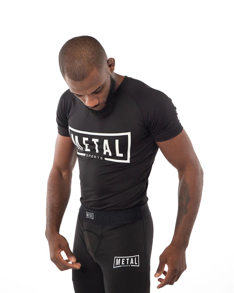 Hoofdvooraanzicht rashguard Metal Black Boxing compressieshirt MMA en worstelen