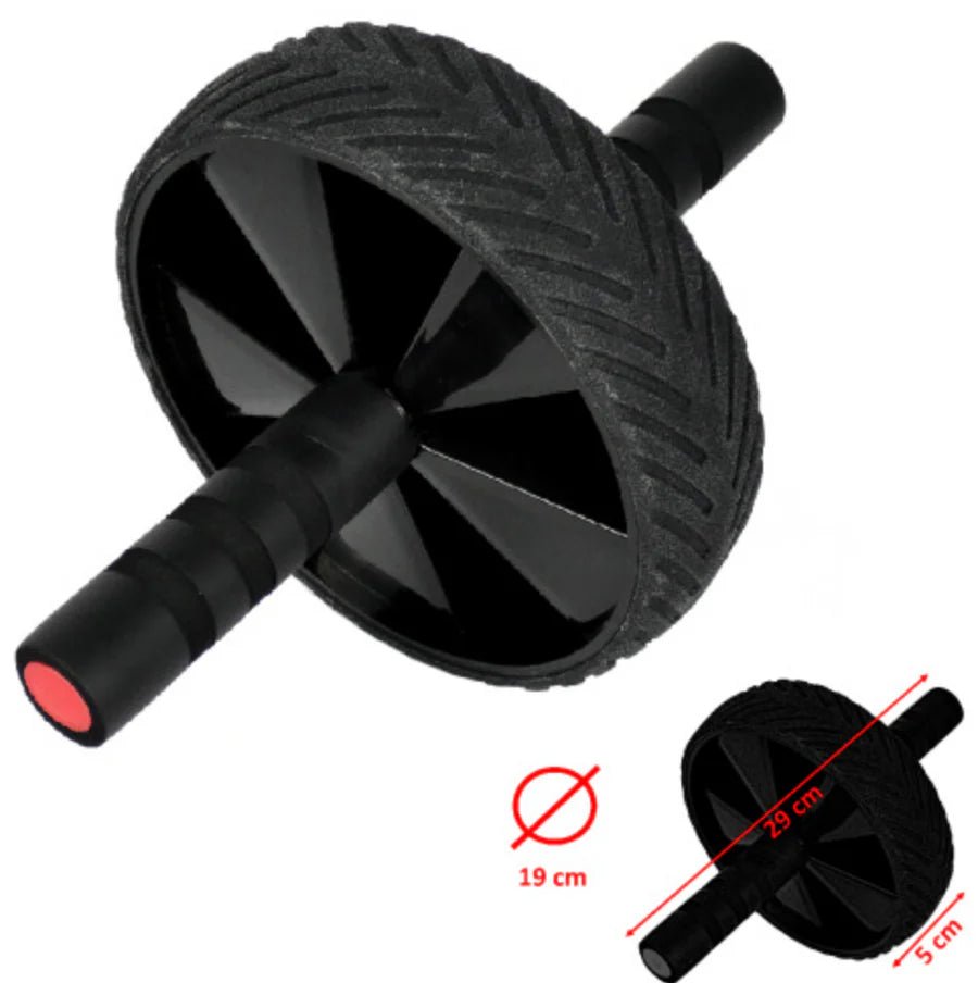 Metal Boxing Duowheel roata abdominala neagra cu roata dubla si manere ergonomice