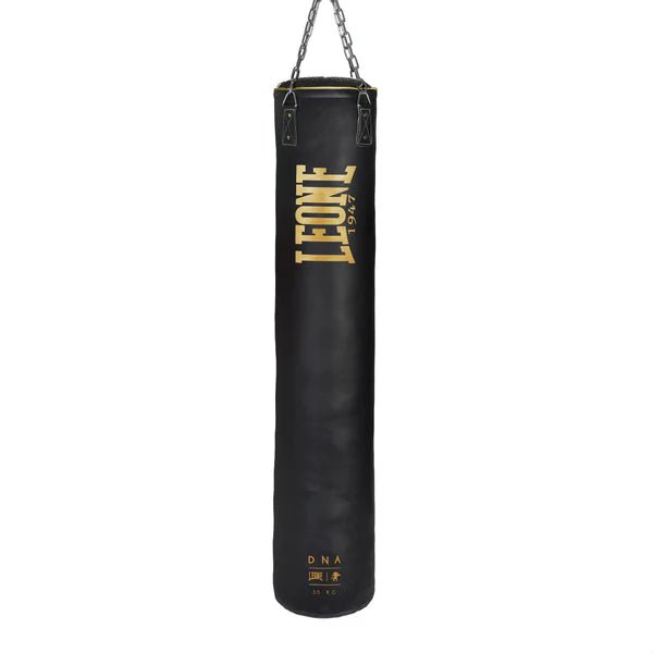 Sac de boxe et de kickboxing noir Leone DNA 55kg avec chaînes incluses