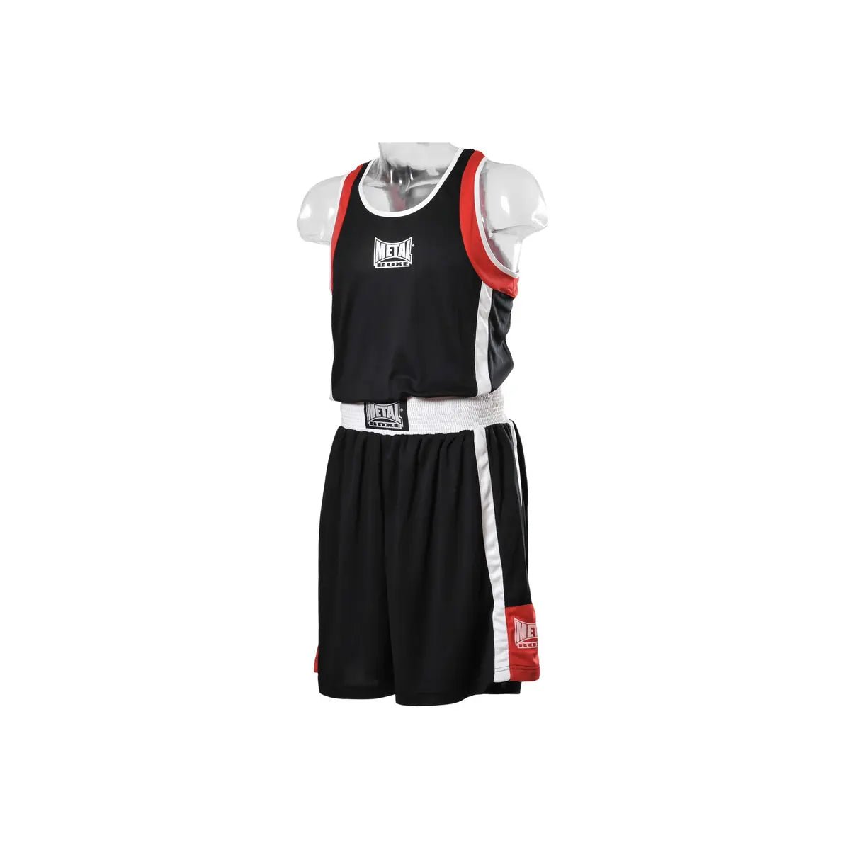 Vorderansicht Kinder-Boxset „Metal Boxing“, schwarzes Tanktop und Shorts