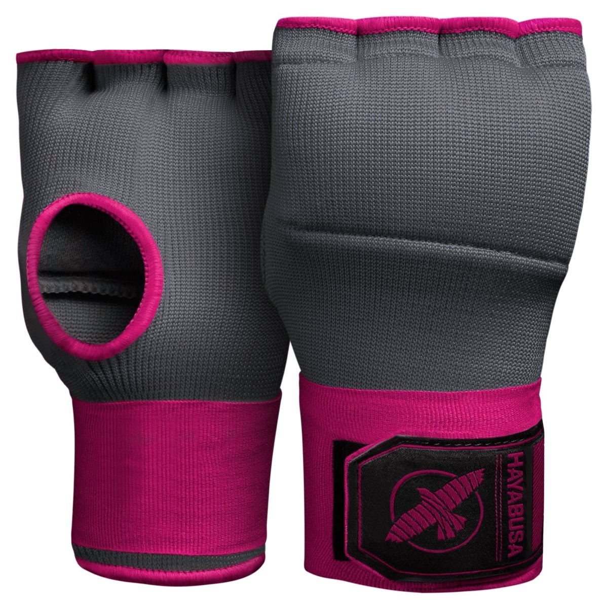 Paar rosa und graue Hayabusa Quick Wraps Gel-Liner, Vorderansicht