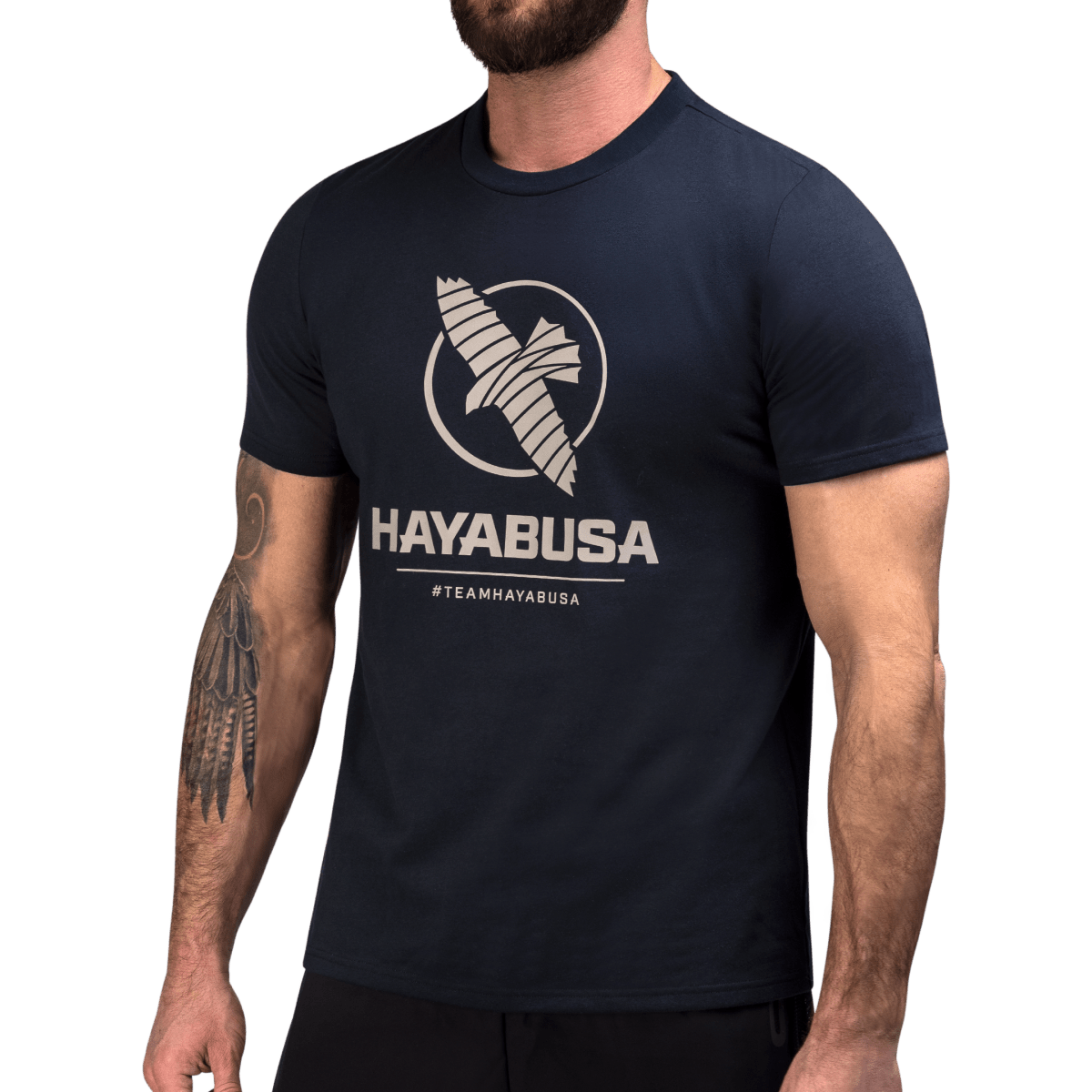 Vorderansicht des nachtblauen Hayabusa Herren-VIP-T-Shirts mit Frontdruck