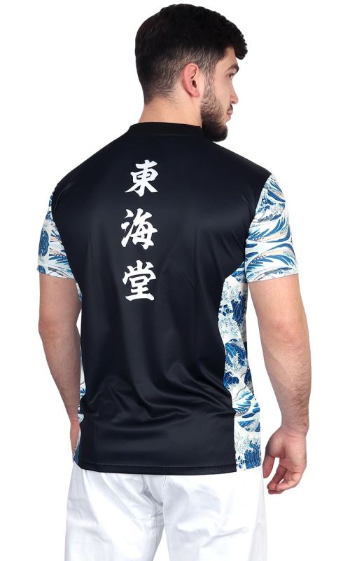 Vista posteriore della maglia funzionale Tokaido Tsunami nera, taglio regular