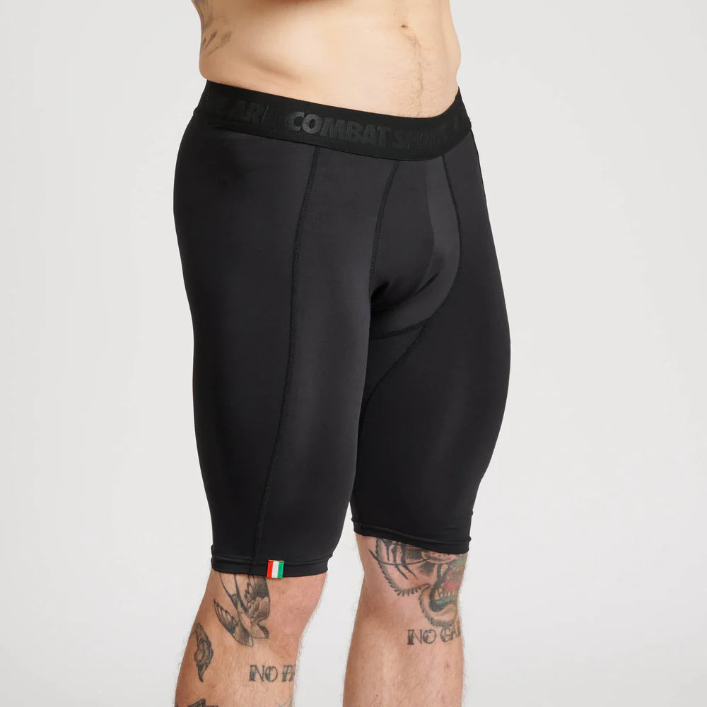 Pantaloncini Compressione Leone DNA | Shorts Aderenti Training Nero Oro