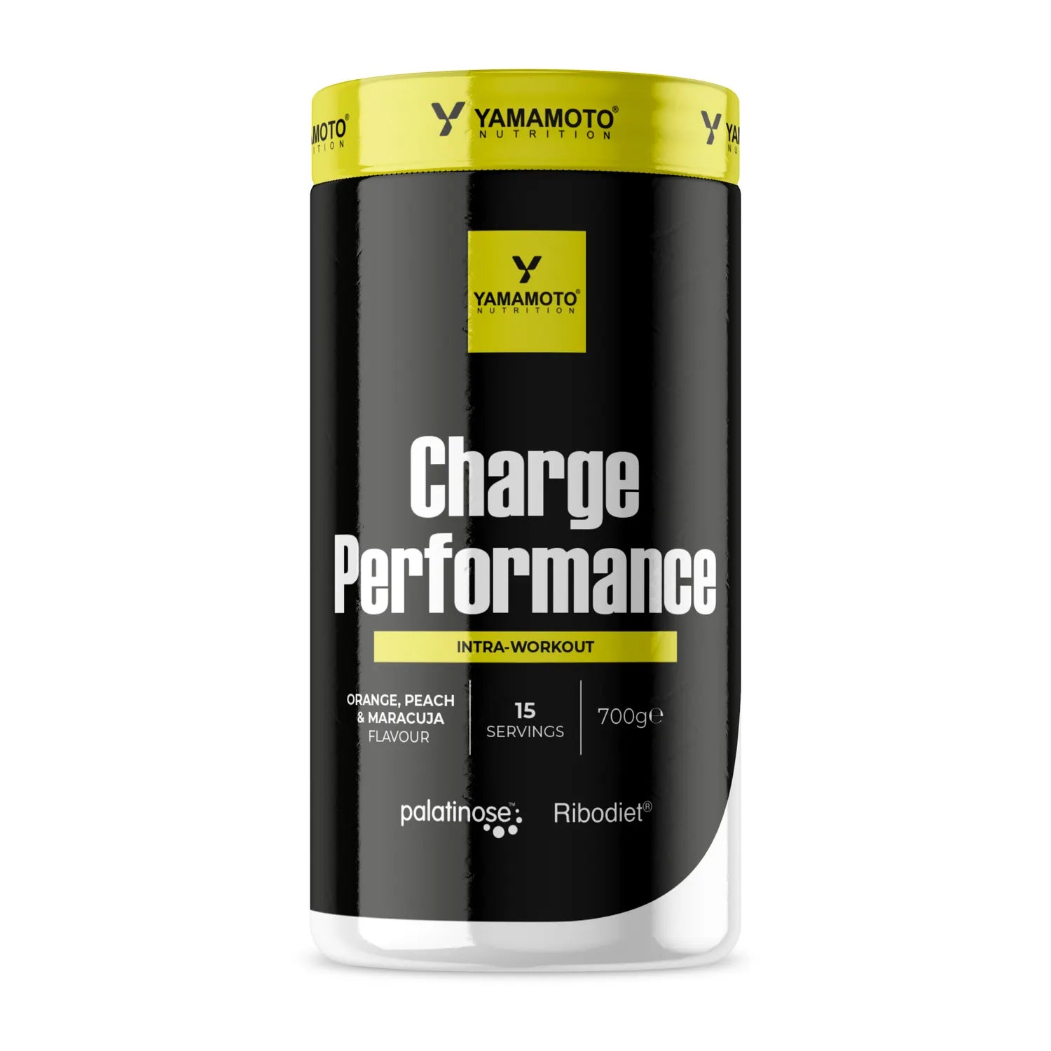 Confezione di Charge PERFORMANCE Yamamoto Nutrition con Palatinose, EAA e Ribodiet